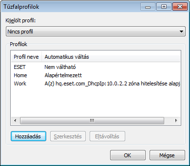 A Profilok az ESET Smart Security személyi tűzfalának működését szabályozó eszközök egyikét alkotják. 4.2.