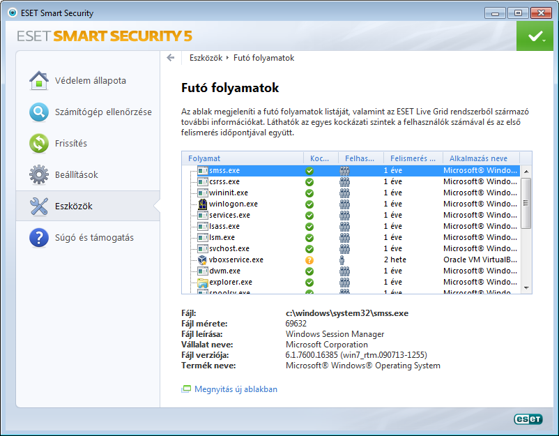 További beállítások Az ESET Live Grid további beállításait tartalmazó párbeszédpanel megnyitása.