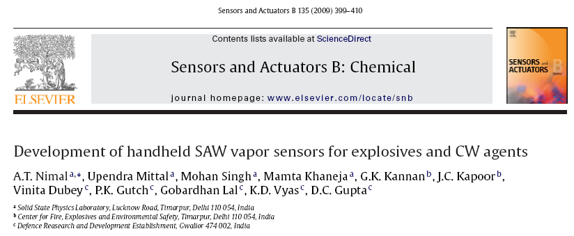 SAW VAPOUR SENSORS FOR EXPLOSIVES AND CW AGENTS