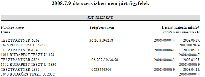 Új riport: X napja szervizben nem járt ügyfelek A Riportok/Régen járt sz.-ben menüpontból indítható.