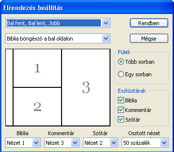 Elrendezés beállítások Az e-sword alapértelmezett elrendezését (amit a 3. oldalon láthatsz) meg lehet változtatni. Ebben a szakaszban megnézzük, hogy hogyan tehetjük ezt meg.