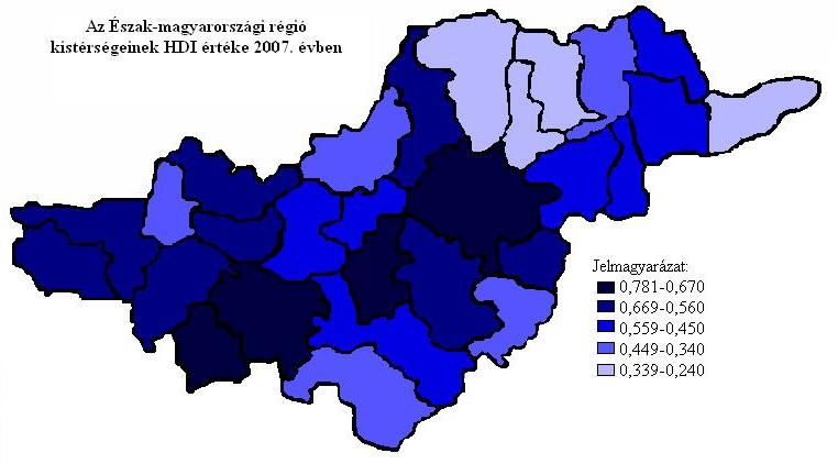 számításaim eredményét elfogadható becslésnek tartom, ugyanis a szakirodalom is azt írja, hogy az északi kistérségek a legfejletlenebbek a régión belül. 1.