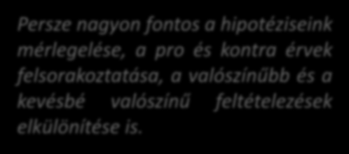 A kutató egyes számú alapszabálya: H a v a l a m i t n e m t u d s z b i z o n y í t a n i, m o n d d i n k á b b a z t, h o g y n e m t u d o d.