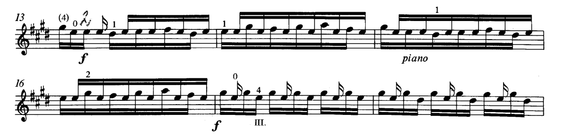 A Gigue-ben, olyankor is harmóniát hallunk, amikor egyetlen kettősfogás sincs, a Prelúdiumban pedig azt is el tudja érni Bach, hogy kezdetben a ritmust, majd a harmóniát, végül a dallamot véljük