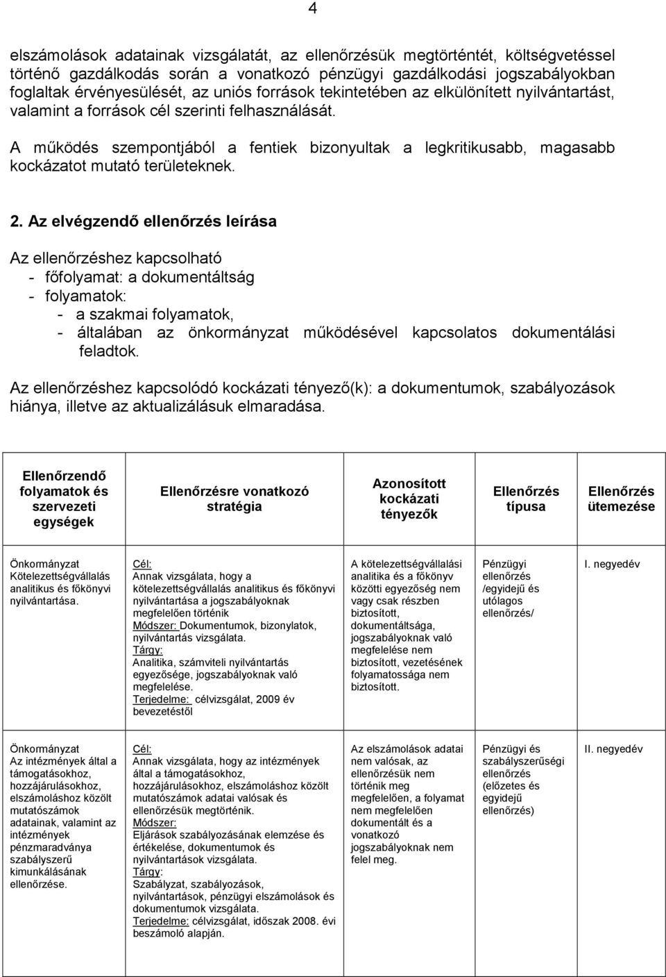 A működés szempontjából a fentiek bizonyultak a legkritikusabb, magasabb kockázatot mutató területeknek. 2.