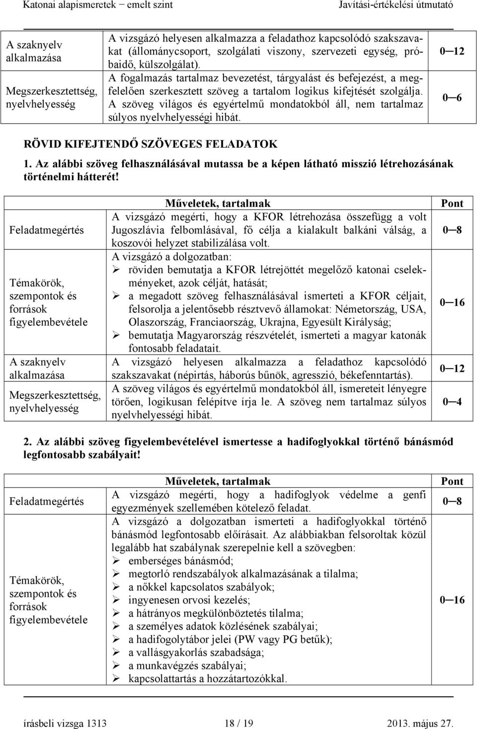 A szöveg világos és egyértelmű mondatokból áll, nem tartalmaz súlyos nyelvhelyességi hibát. 0 12 0 6 RÖVID KIFEJTENDŐ SZÖVEGES FELADATOK 1.