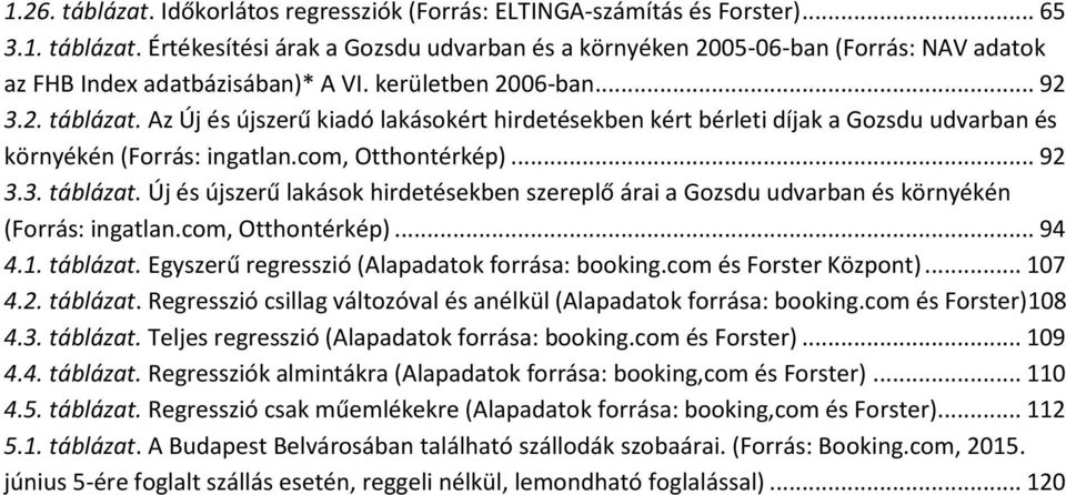 com, Otthontérkép)... 94 4.1. táblázat. Egyszerű regresszió (Alapadatok forrása: booking.com és Forster Központ)... 107 4.2. táblázat. Regresszió csillag változóval és anélkül (Alapadatok forrása: booking.