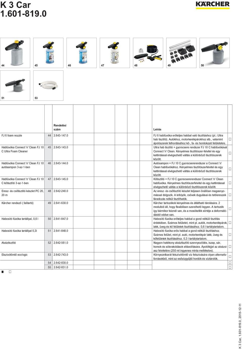 Habfúvóka Connect 'n' Clean FJ 10 C Ultra Foam Cleaner Habfúvóka Connect 'n' Clean FJ 10 autósampon 3-az-1-ben Habfúvóka Connect 'n' Clean FJ 10 C kőtisztító 3-az-1-ben Eresz- és csőtisztító készlet