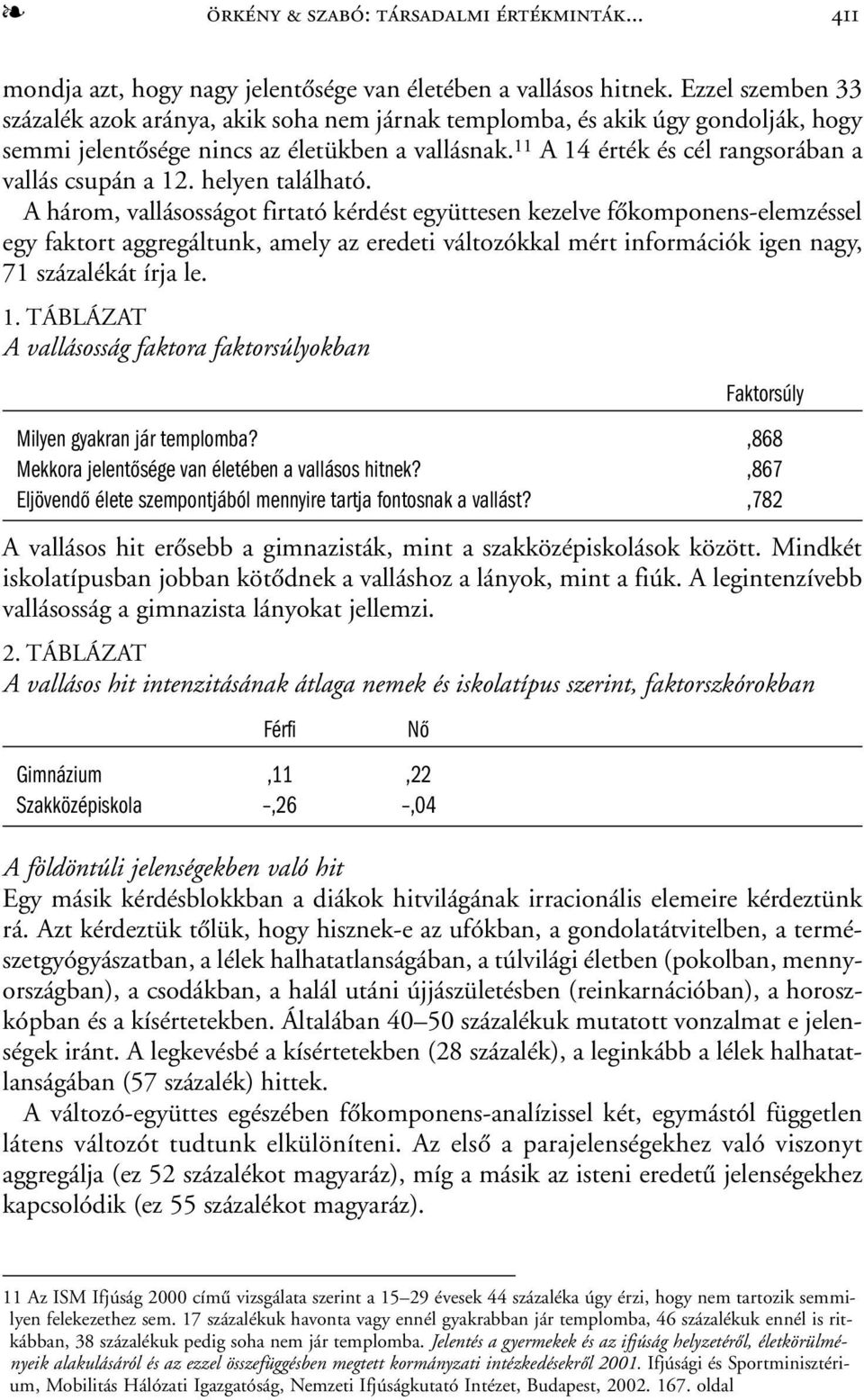 11 A 14 érték és cél rangsorában a vallás csupán a 12. helyen található.