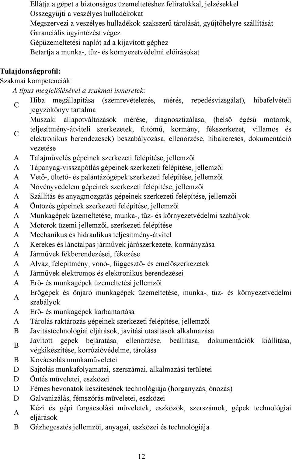 szakmai ismeretek: C Hiba megállapítása (szemrevételezés, mérés, repedésvizsgálat), hibafelvételi jegyzőkönyv tartalma Műszaki állapotváltozások mérése, diagnosztizálása, (belső égésű motorok, C