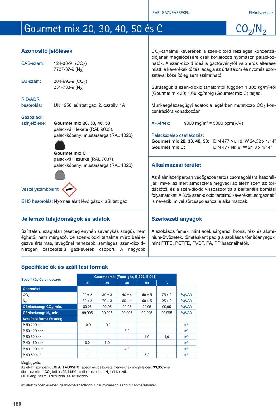 szén-dioxid részleges kondenzációjának megelôzésére csak korlátozott nyomáson palackoz - hatók.
