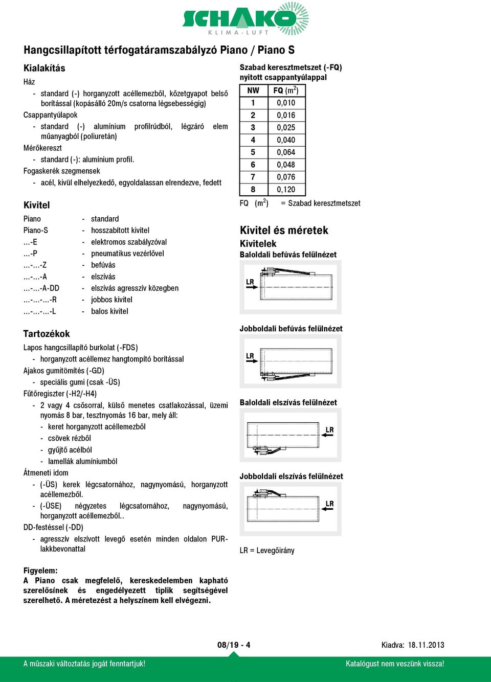 Fogaskerék szegmensek - acél, kivül elhelyezkedő, egyoldalassan elrendezve, fedett Kivitel Piano - standard Piano-S - hosszabított kivitel...-e - elektromos szabályzóval...-p - pneumatikus vezérlővel.