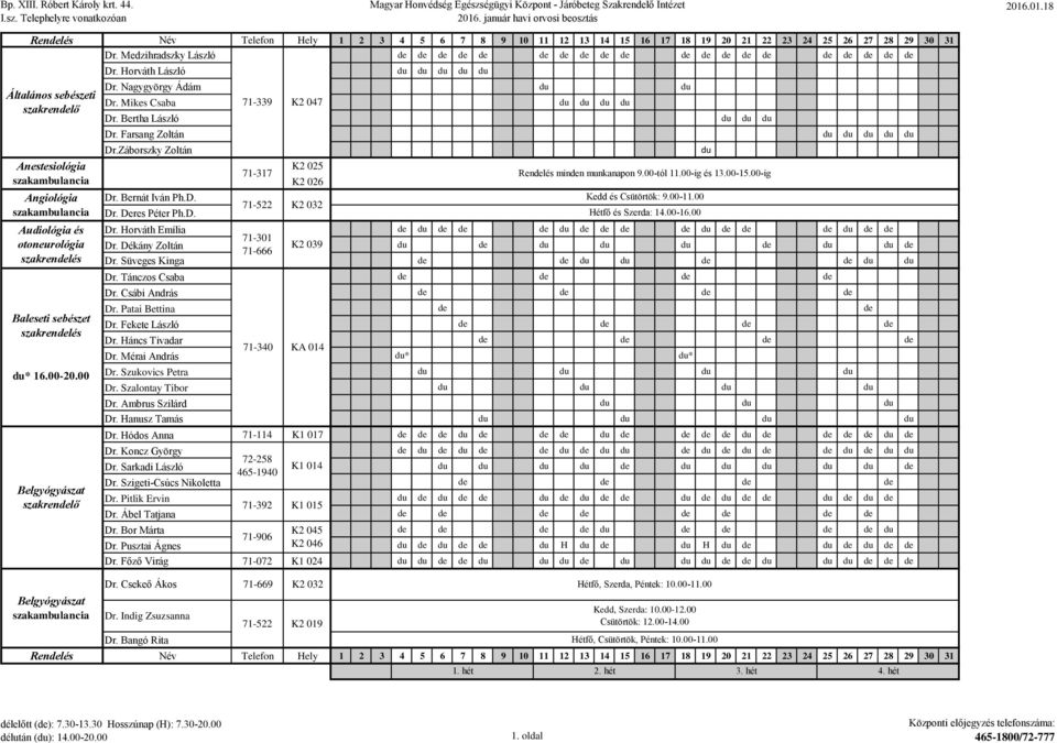 Mikes Csaba 71-339 K2 047 Dr. Bertha László Dr. Farsang Zoltán Dr.Záborszky Zoltán Dr. Bernát Iván Ph.D. Dr. Deres Péter Ph.D. K2 025 K2 026 Dr. orváth Emília 71-301 Dr.