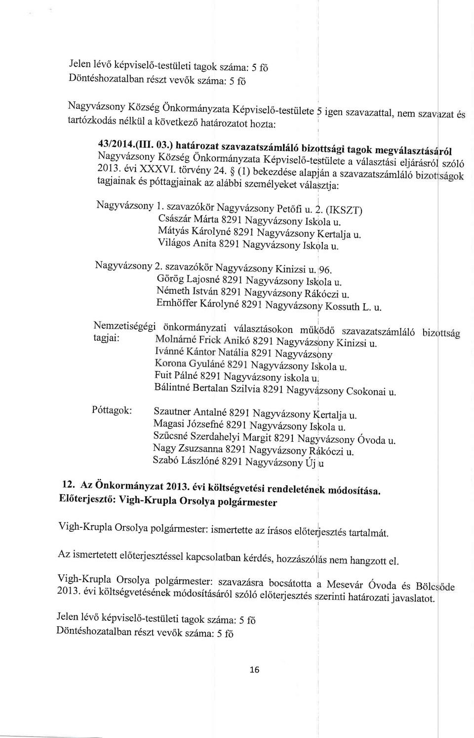 ??ra Kdpvisero_testurelie a v6taszt6si elj6rrisr6 r6l szol6 tagjainak 6s p6ttagjainak az akibbi szern6lyeke t "aiisrtlit Nagyv6zsony 7. szavazokor Nagyviizsony petofi u. 2. (IK.