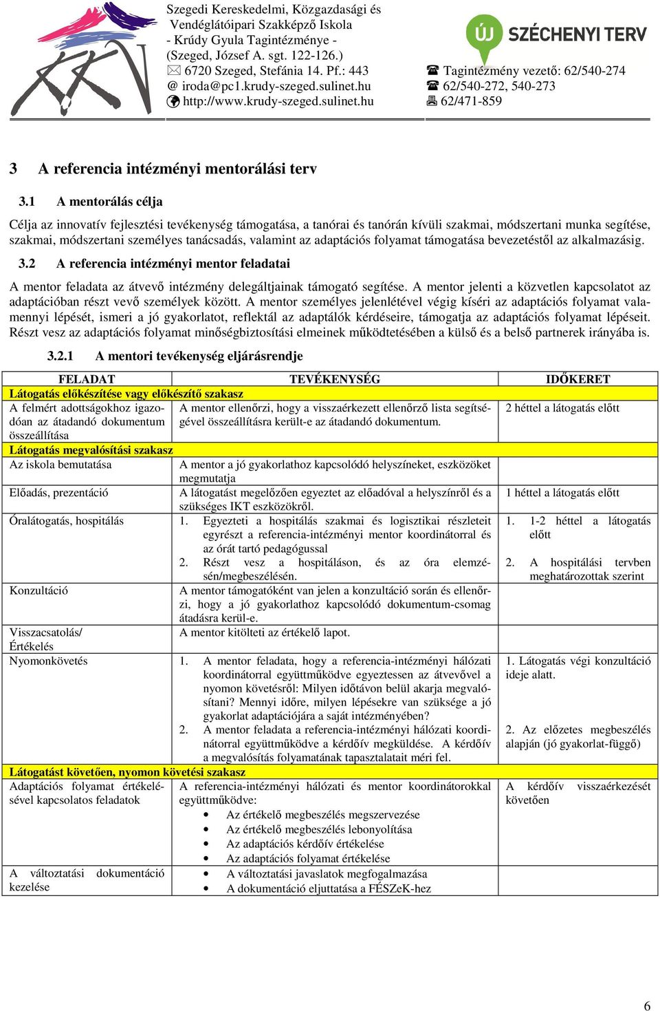 adaptációs folyamat támogatása bevezetéstől az alkalmazásig. 3.2 A referencia intézményi mentor feladatai A mentor feladata az átvevő intézmény delegáltjainak támogató segítése.