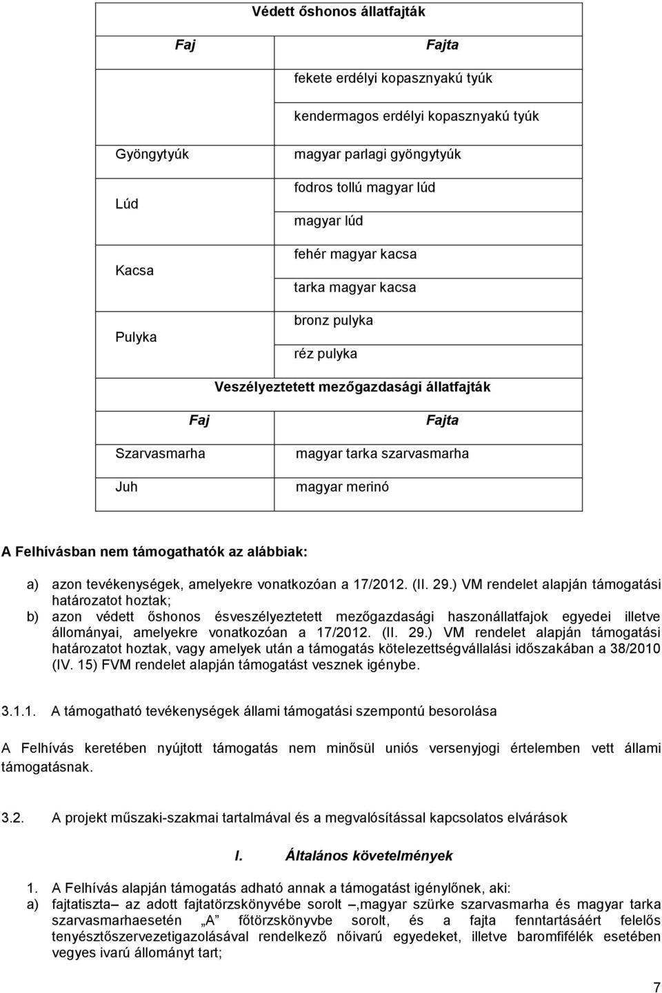 támogathatók az alábbiak: a) azon tevékenységek, amelyekre vonatkozóan a 17/2012. (II. 29.