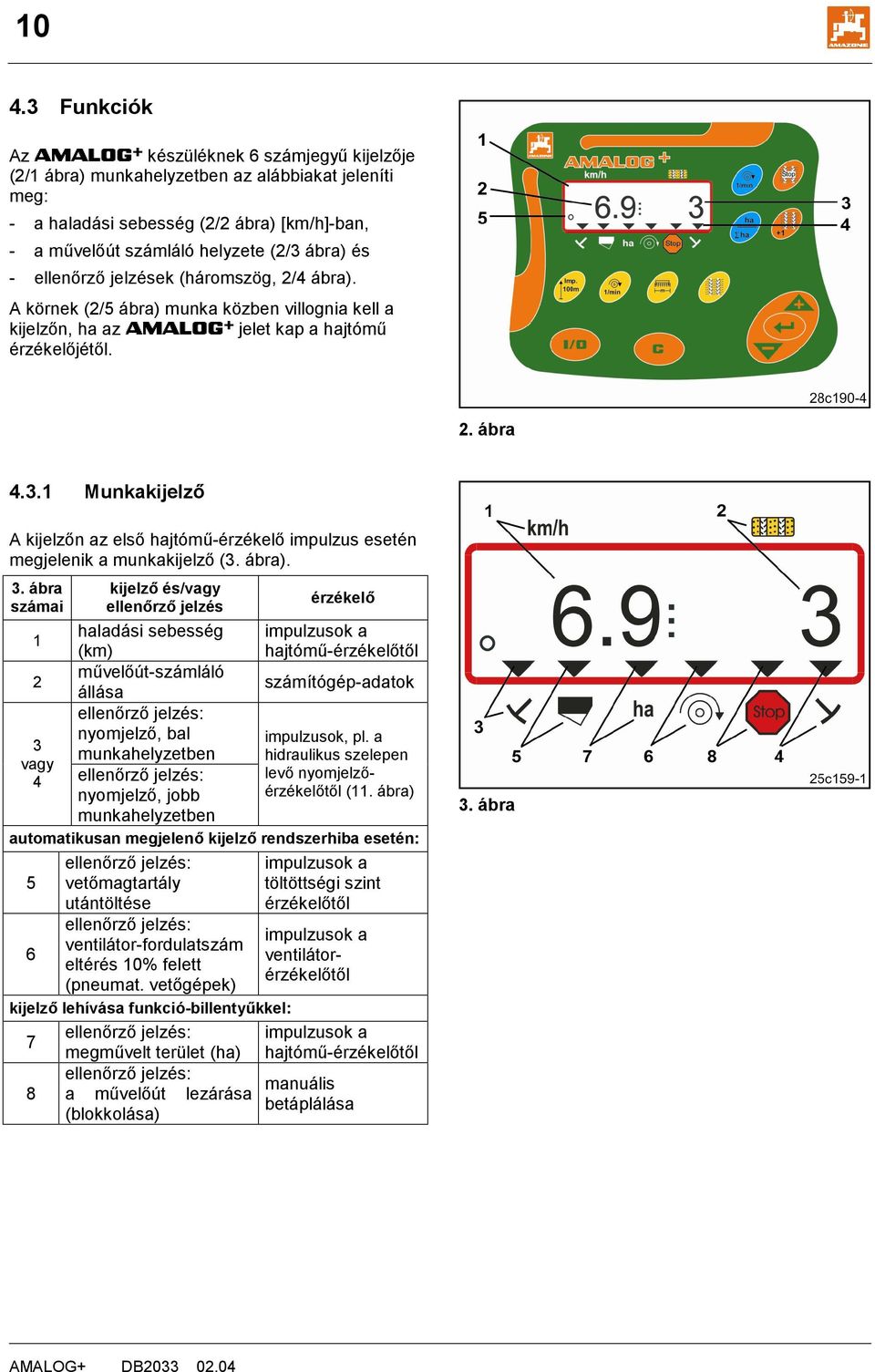 1 Munkakijelző A kijelzőn az első hajtómű-érzékelő impulzus esetén megjelenik a munkakijelző (3. ábra). 3.