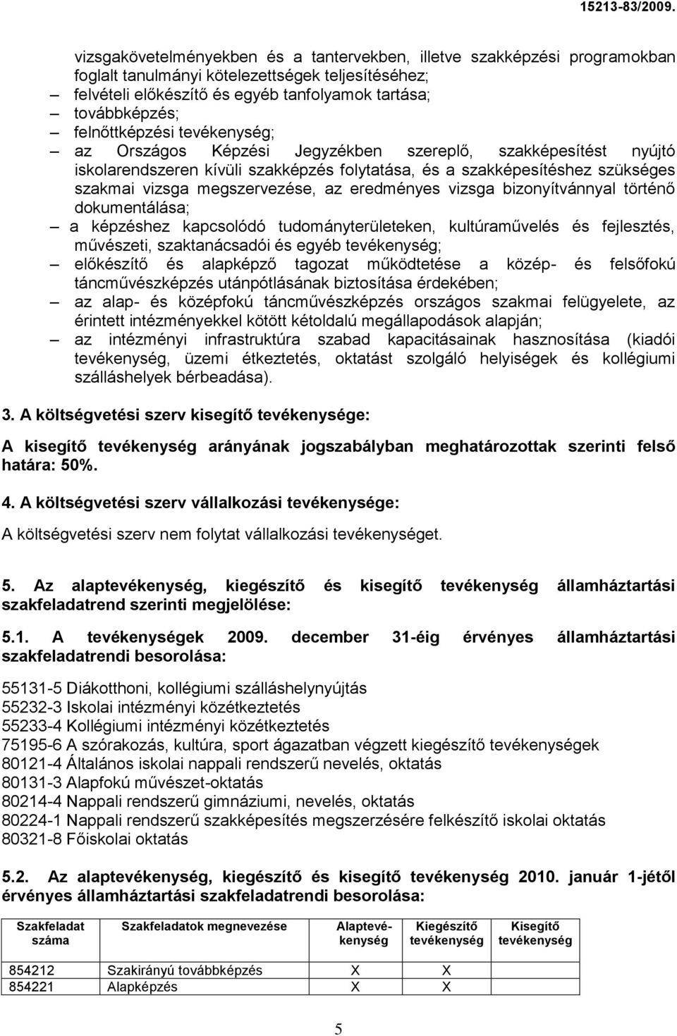 az eredményes vizsga bizonyítvánnyal történő dokumentálása; a képzéshez kapcsolódó tudományterületeken, kultúraművelés és fejlesztés, művészeti, szaktanácsadói és egyéb tevékenység; előkészítő és