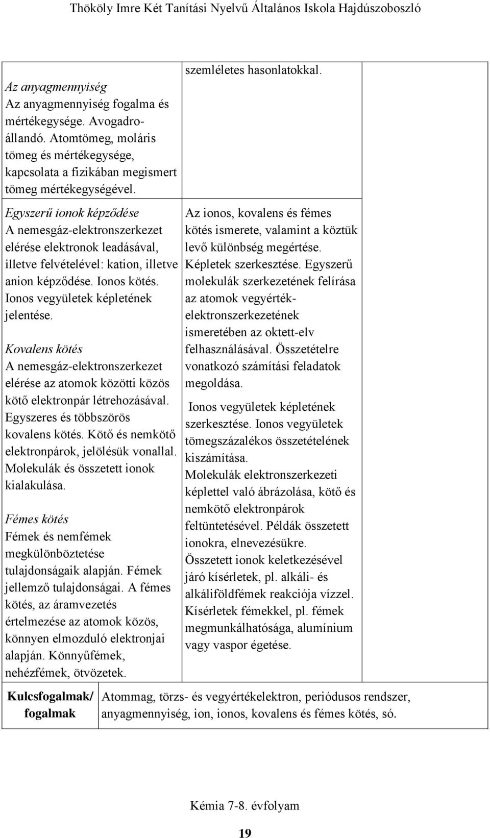 Kovalens kötés A nemesgáz-elektronszerkezet elérése az atomok közötti közös kötő elektronpár létrehozásával. Egyszeres és többszörös kovalens kötés. Kötő és nemkötő elektronpárok, jelölésük vonallal.