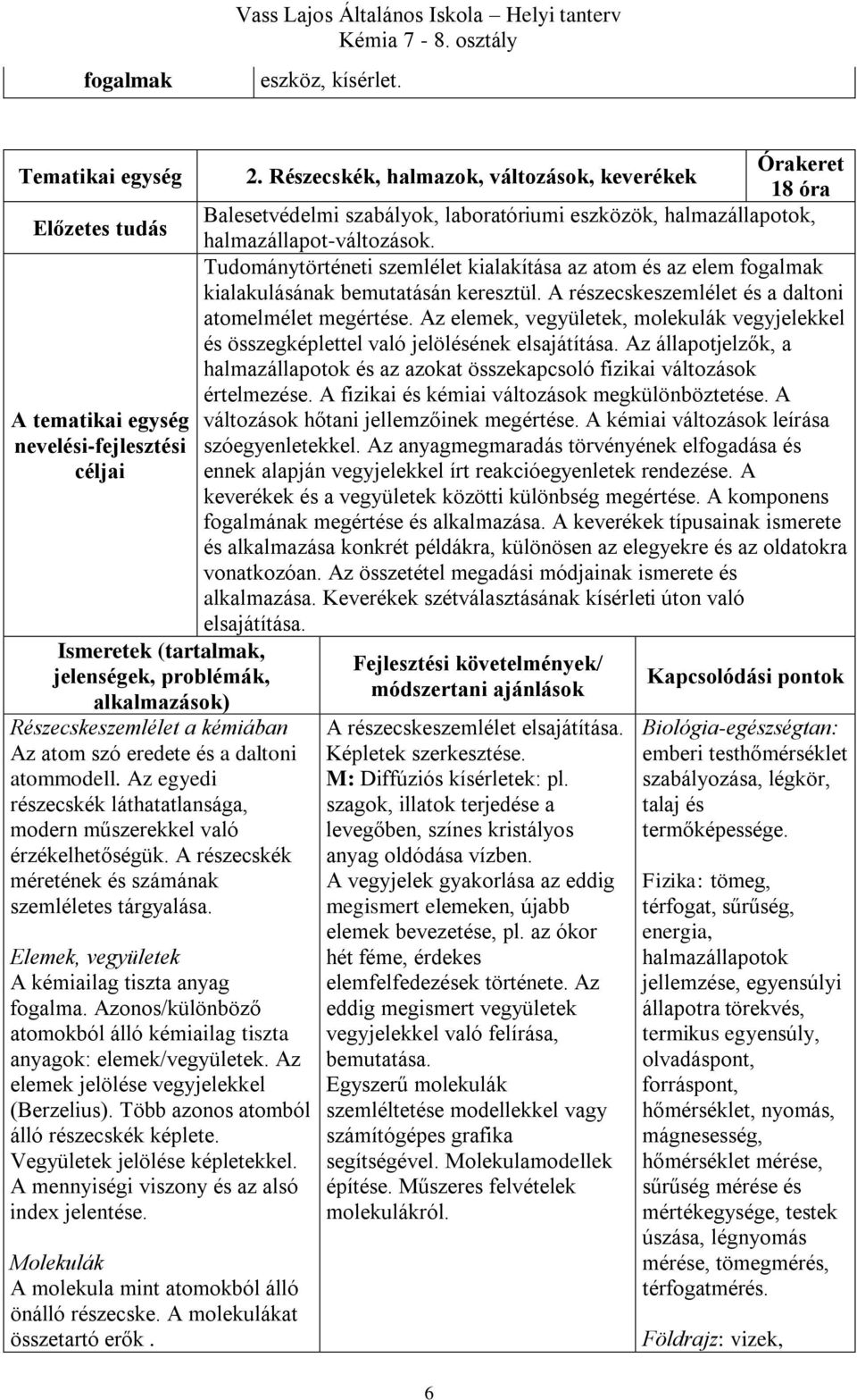daltoni atommodell. Az egyedi részecskék láthatatlansága, modern műszerekkel való érzékelhetőségük. A részecskék méretének és számának szemléletes tárgyalása.