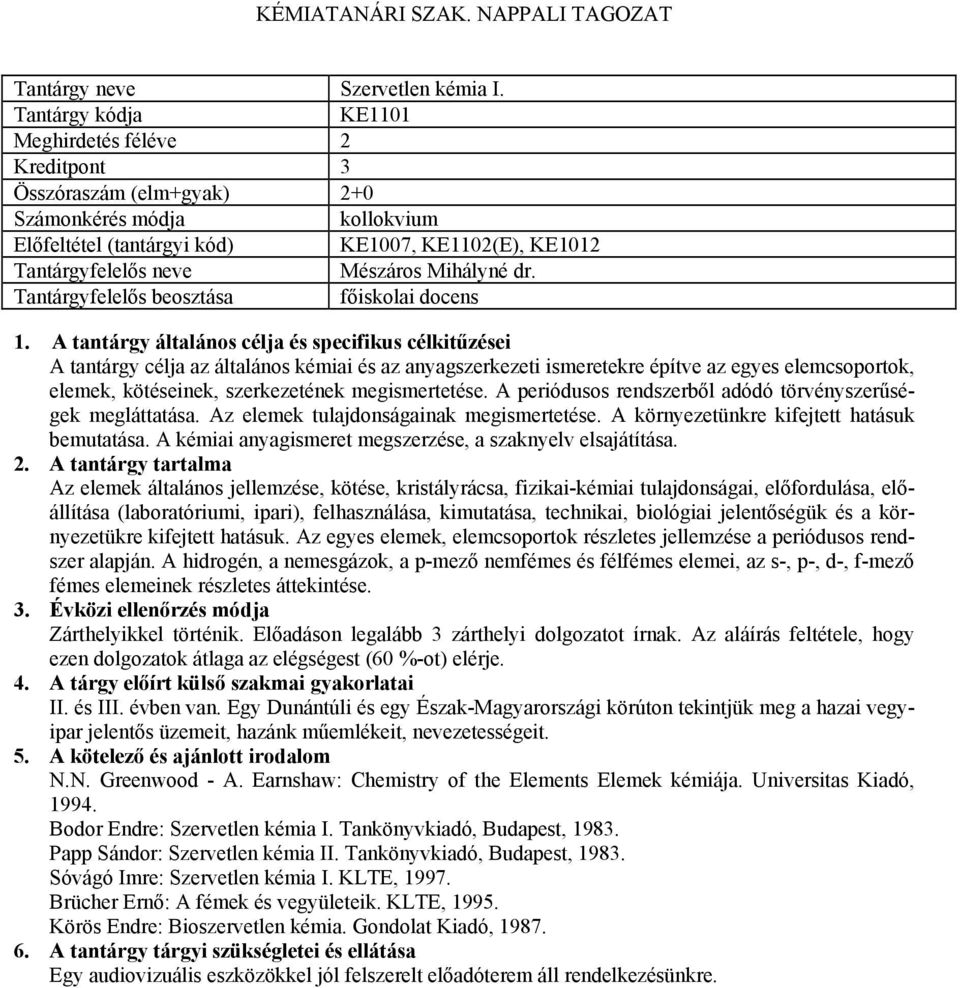 A periódusos rendszerből adódó törvényszerűségek megláttatása. Az elemek tulajdonságainak megismertetése. A környezetünkre kifejtett hatásuk bemutatása.