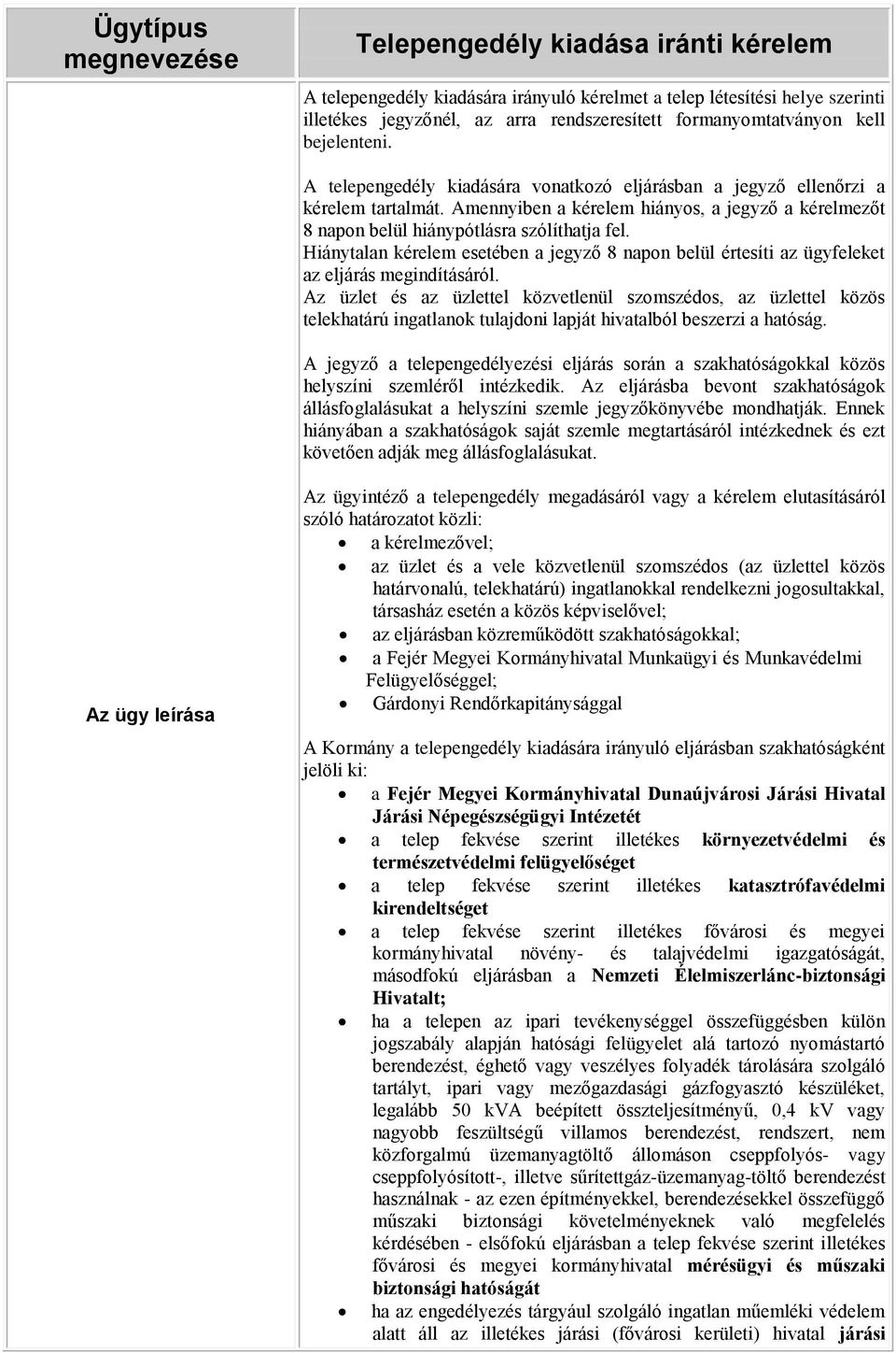 Amennyiben a kérelem hiányos, a jegyző a kérelmezőt 8 napon belül hiánypótlásra szólíthatja fel. Hiánytalan kérelem esetében a jegyző 8 napon belül értesíti az ügyfeleket az eljárás megindításáról.