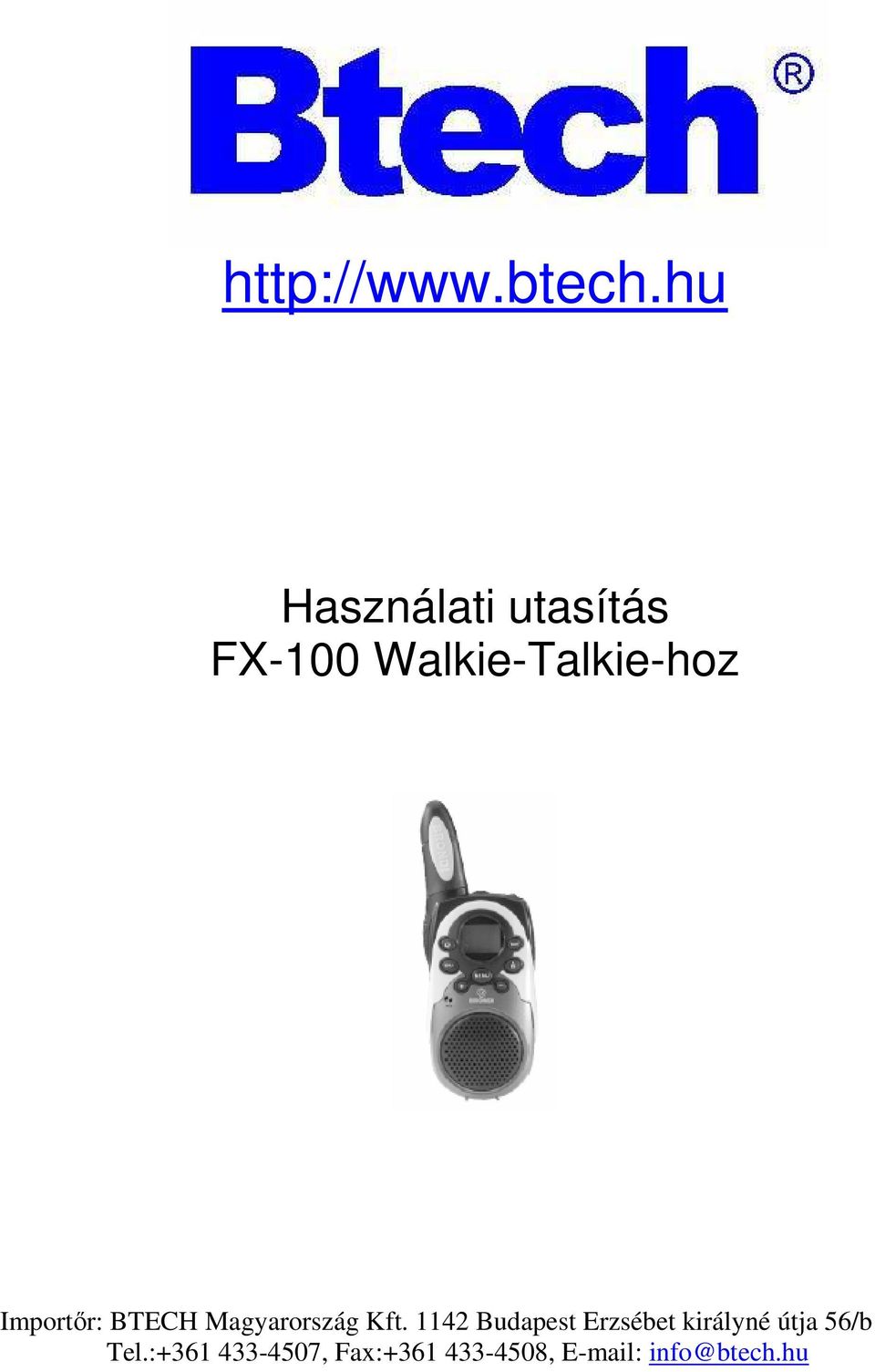 Használati utasítás FX-100 Walkie-Talkie-hoz - PDF Ingyenes letöltés