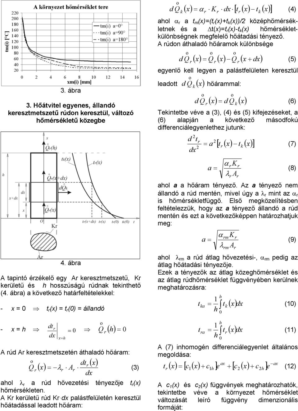 A údon áaladó őáamo ülönbsége ( x ) (5) egyenlő ell legyen a palásfelüleen eeszül leado őáammal: (6) Tenebe véve a (), (4) és (5) fejezésee, a (6) alapján a öveező másodfoú dffeencálegyenleez juun: d