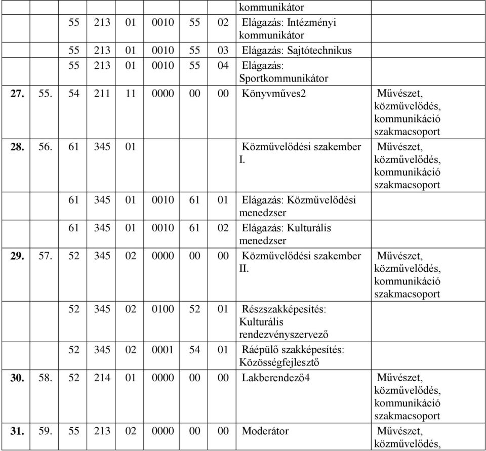 52 345 02 00 00 Közművelődési szakember II.