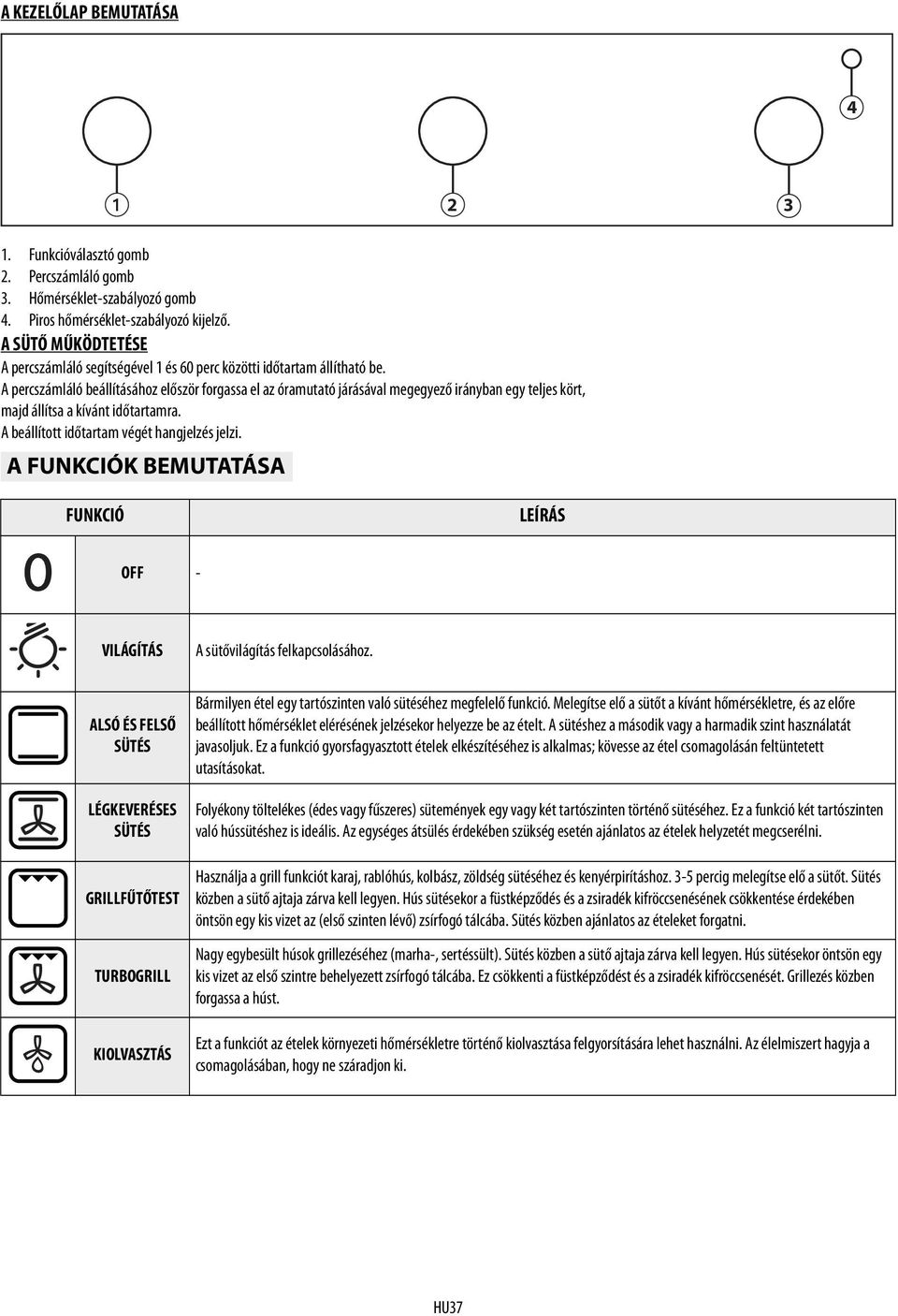 A percszámláló beállításához először forgassa el az óramutató járásával megegyező irányban egy teljes kört, majd állítsa a kívánt időtartamra. A beállított időtartam végét hangjelzés jelzi.