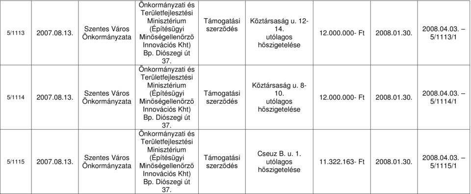 Köztársaság u. 8-10. Cseuz B. u. 1. 11.
