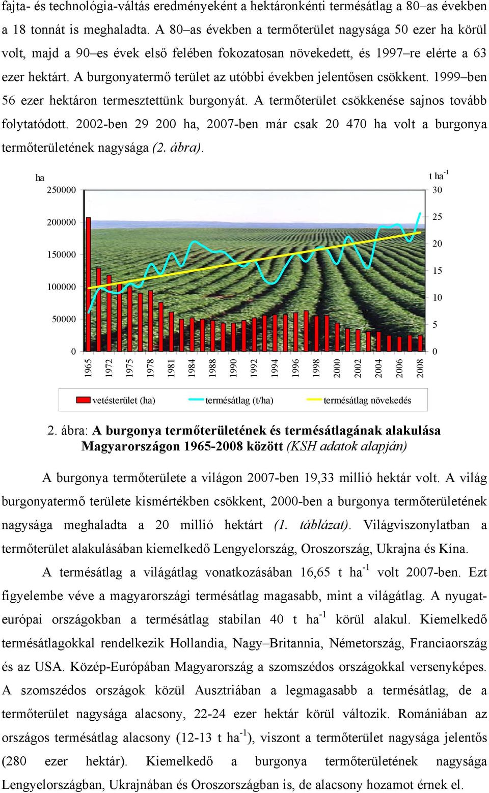 A burgonyatermő terület az utóbbi években jelentősen csökkent. 1999 ben 56 ezer hektáron termesztettünk burgonyát. A termőterület csökkenése sajnos tovább folytatódott.