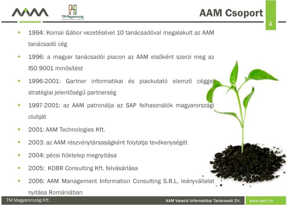 patronálja az SAP felhasználók magyarországi clubját 2001: AAM Technologies Kft.