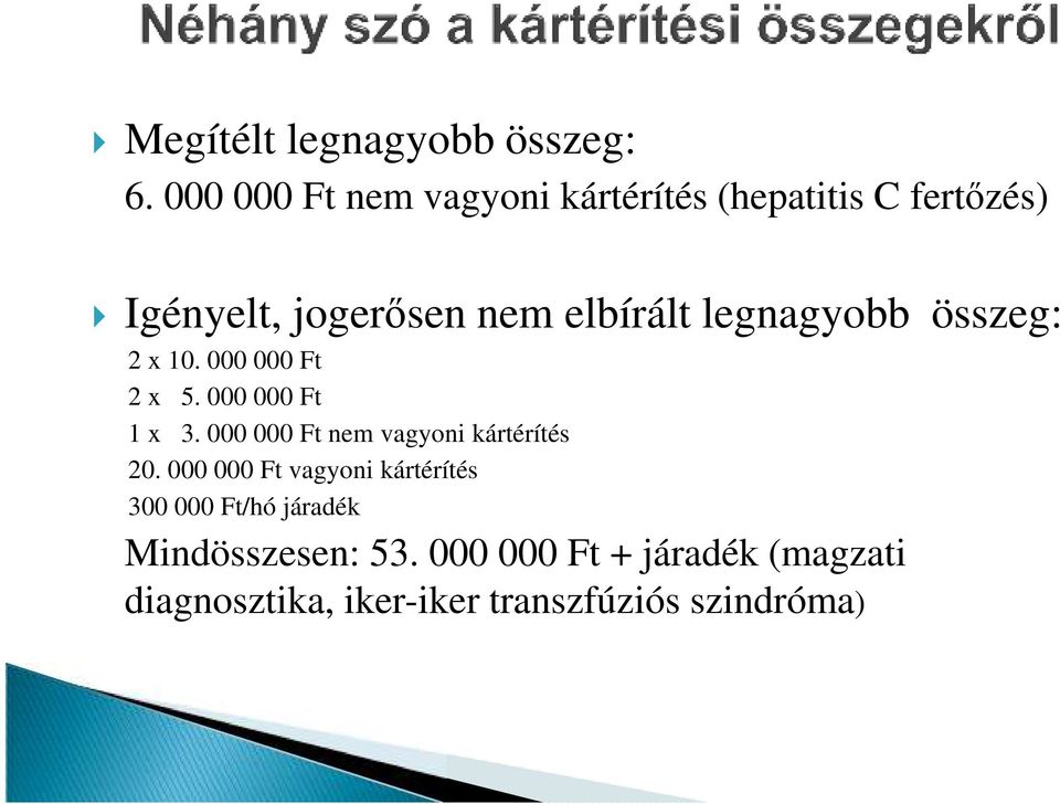 legnagyobb összeg: 2 x 10. 000 000 Ft 2 x 5. 000 000 Ft 1 x 3.