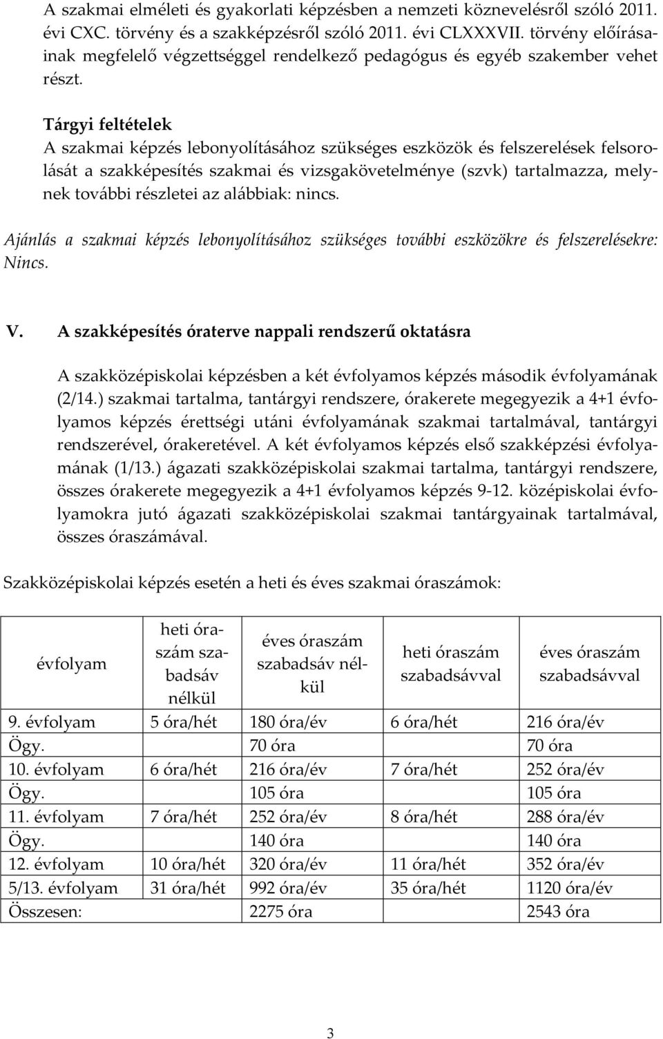 T{rgyi feltételek A szakmai képzés lebonyolít{s{hoz szükséges eszközök és felszerelések felsorol{s{t a szakképesítés szakmai és vizsgakövetelménye (szvk) tartalmazza, melynek tov{bbi részletei az