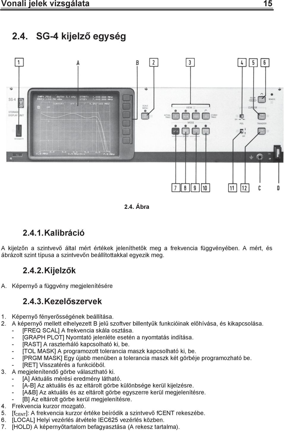 - [FREQ SCAL] A frekvencia skála osztása. - [GRAPH PLOT] Nyomtató jelenléte esetén a nyomtatás indítása. - [RAST] A raszterháló kapcsolható ki, be.