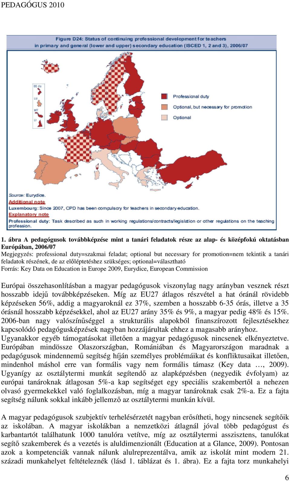 összehasonlításban a magyar pedagógusok viszonylag nagy arányban vesznek részt hosszabb idejő továbbképzéseken.