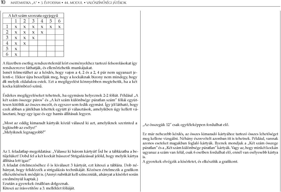 rendszerezve láthatják, és ellenőrizhetik munkájukat. Ismét felmerülhet az a kérdés, hogy vajon a 4, 2 és a 2, 4 pár nem ugyanazt jelenti-e.