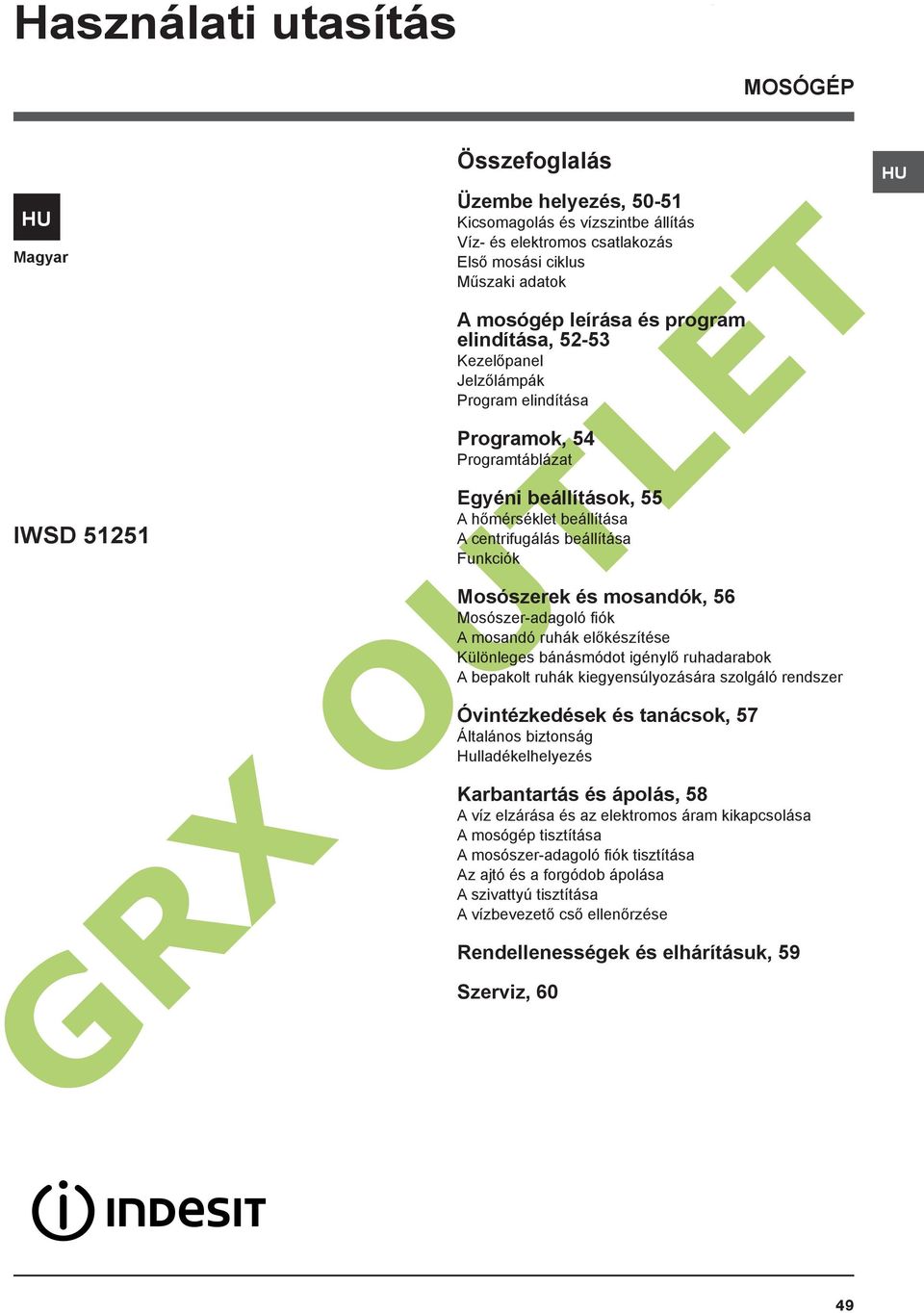 GRX OUTLET. Használati utasítás. Összefoglalás IWSD MOSÓGÉP - PDF Free  Download