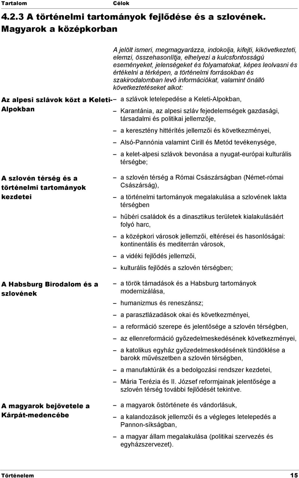 leolvasni és értékelni a térképen, a történelmi forrásokban és szakirodalomban levő információkat, valamint önálló következtetéseket alkot: Az alpesi szlávok közt a Keleti- a szlávok letelepedése a