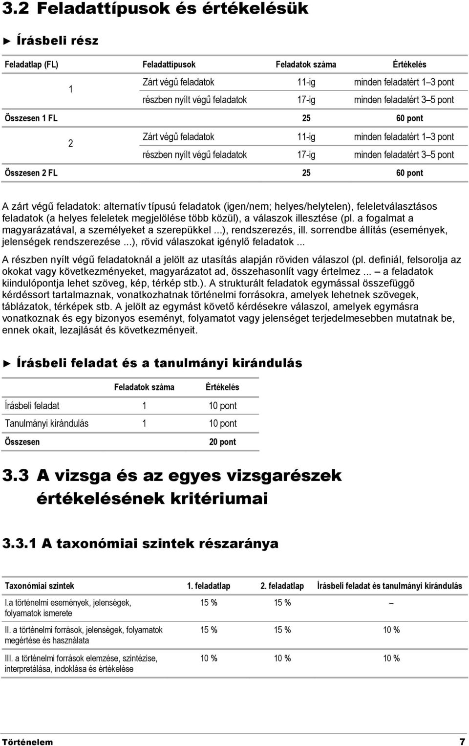 zárt végű feladatok: alternatív típusú feladatok (igen/nem; helyes/helytelen), feleletválasztásos feladatok (a helyes feleletek megjelölése több közül), a válaszok illesztése (pl.