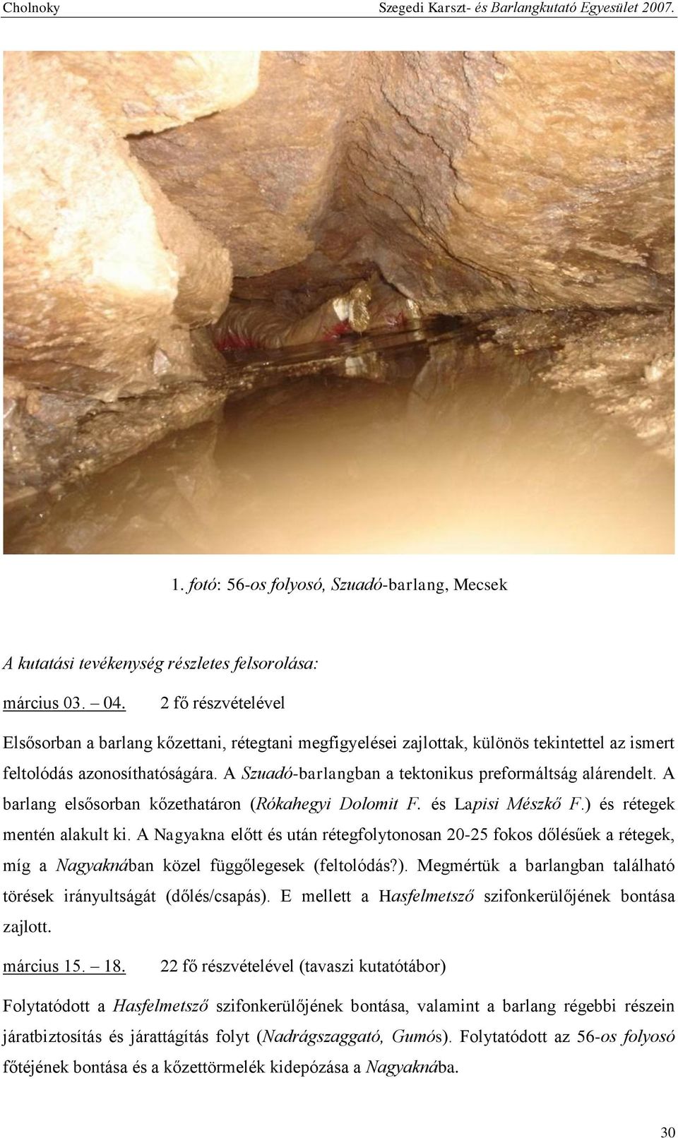 A Szuadó-barlangban a tektonikus preformáltság alárendelt. A barlang elsősorban kőzethatáron (Rókahegyi Dolomit F. és Lapisi Mészkő F.) és rétegek mentén alakult ki.