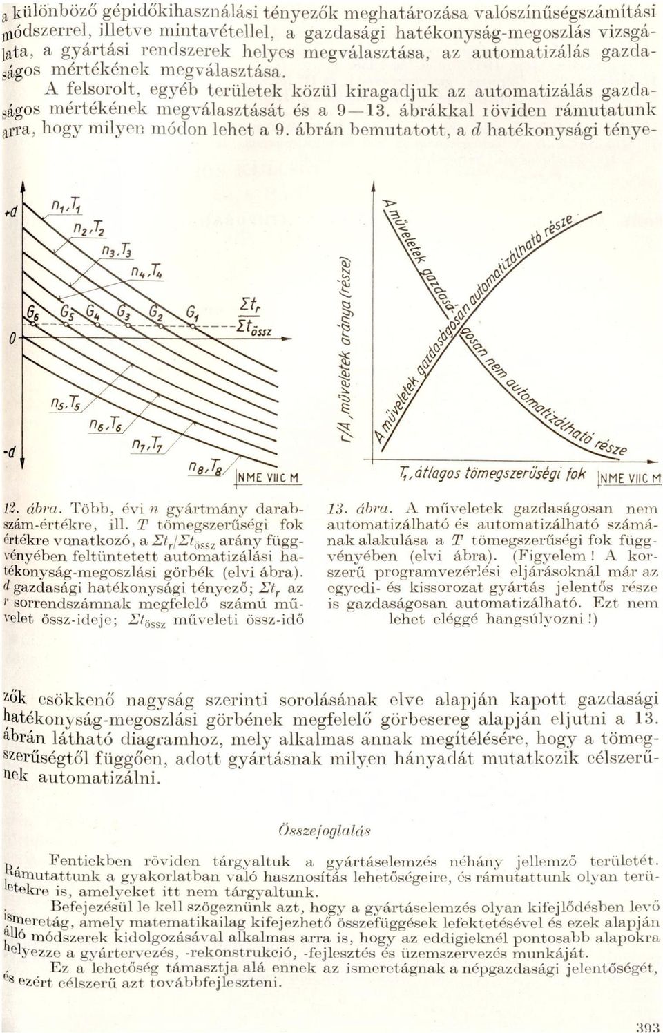bemuttott, d htékonysági tényer/dműveetek / "LV MME WC M Lát/g; főmegszerúíságífok MME VHC M 12 ábr Több, évi n gyártmány drb 13 ábr A műveetek gzdságosn nem számértékre, i T tömegszerűségi fok