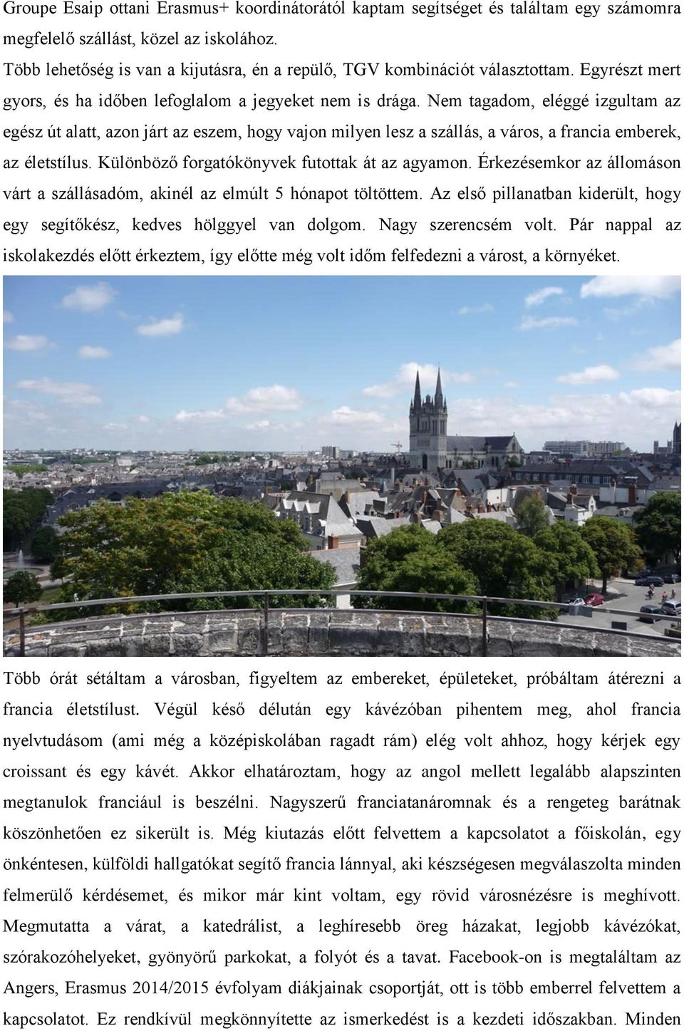Nem tagadom, eléggé izgultam az egész út alatt, azon járt az eszem, hogy vajon milyen lesz a szállás, a város, a francia emberek, az életstílus. Különböző forgatókönyvek futottak át az agyamon.