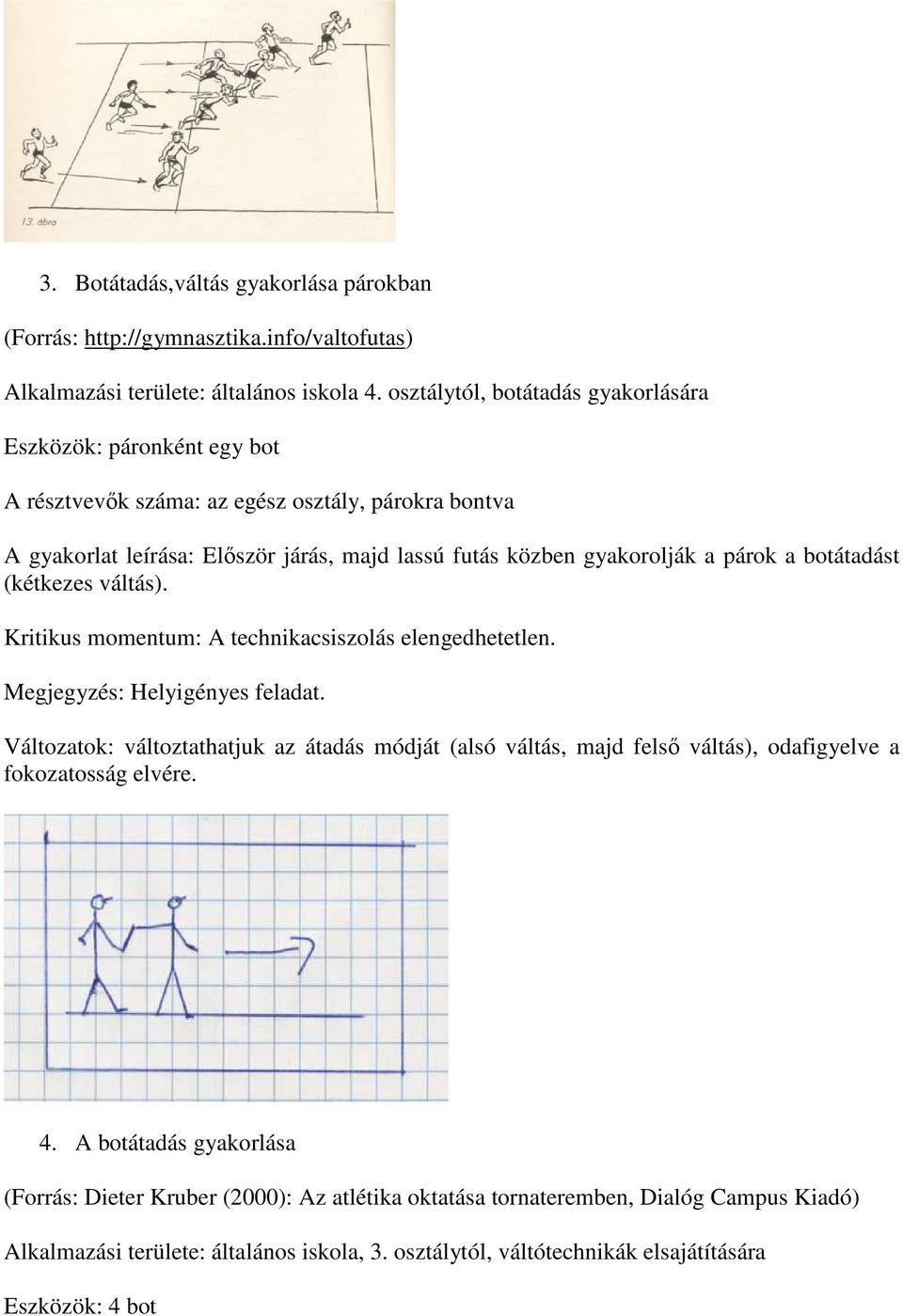 párok a botátadást (kétkezes váltás). Kritikus momentum: A technikacsiszolás elengedhetetlen. Megjegyzés: Helyigényes feladat.