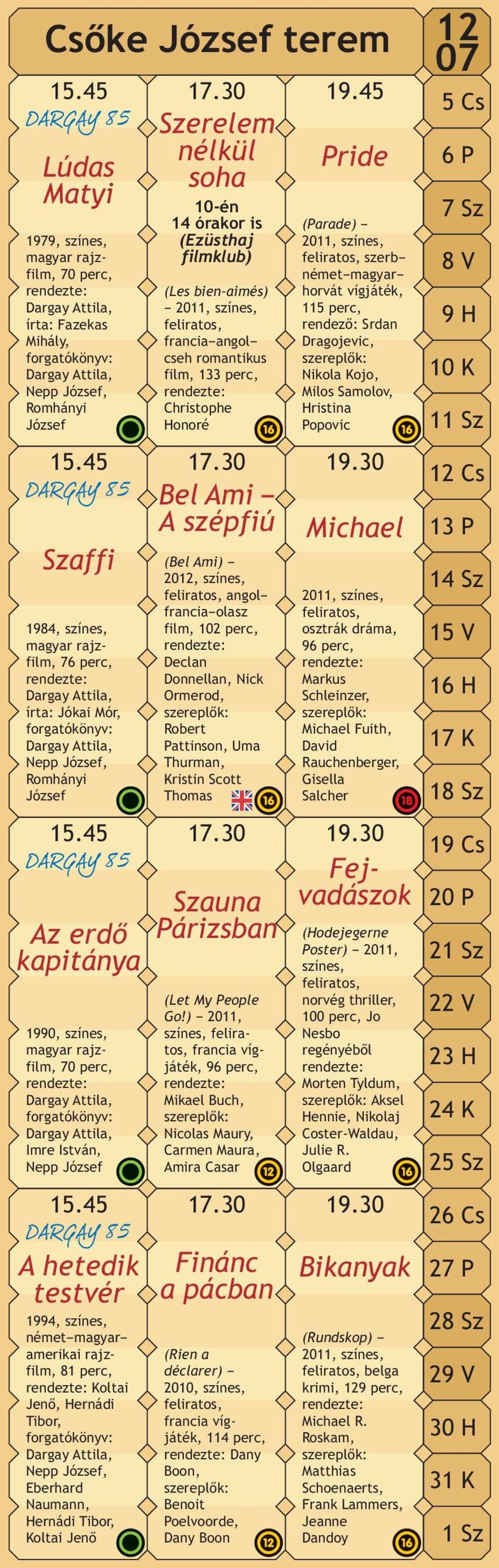30 Az erdő kapitánya 1990, színes, magyar rajzfilm, 70 perc, forgatókönyv: Imre István, Nepp József 15.