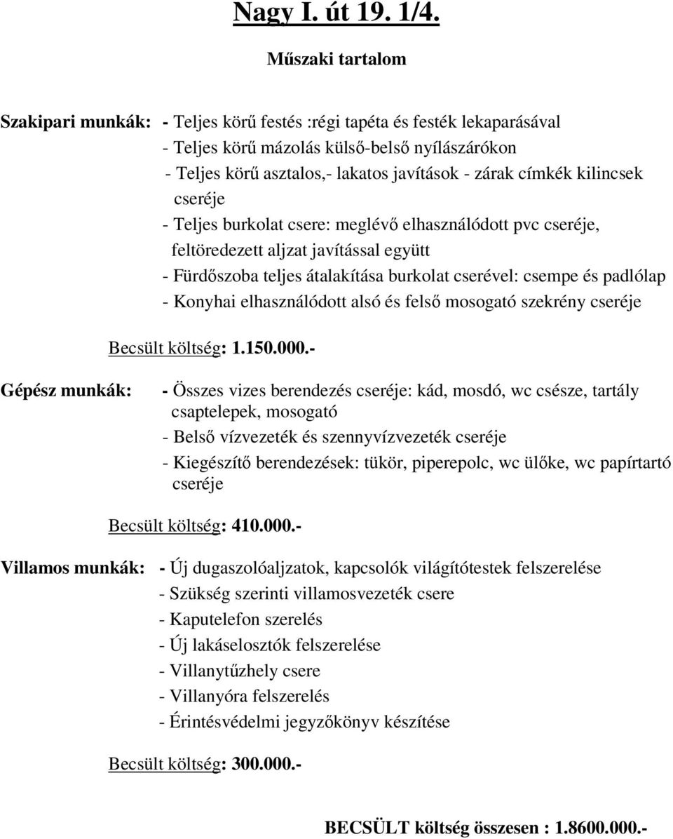 meglév elhasználódott pvc, - Konyhai elhasználódott alsó és fels mosogató szekrény Becsült költség: 1.