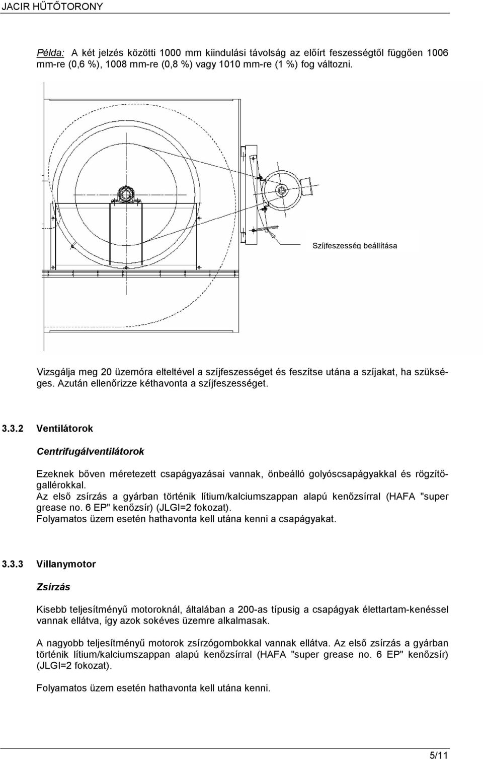 3.2 Ventilátorok Centrifugálventilátorok Ezeknek bıven méretezett csapágyazásai vannak, önbeálló golyóscsapágyakkal és rögzítıgallérokkal.