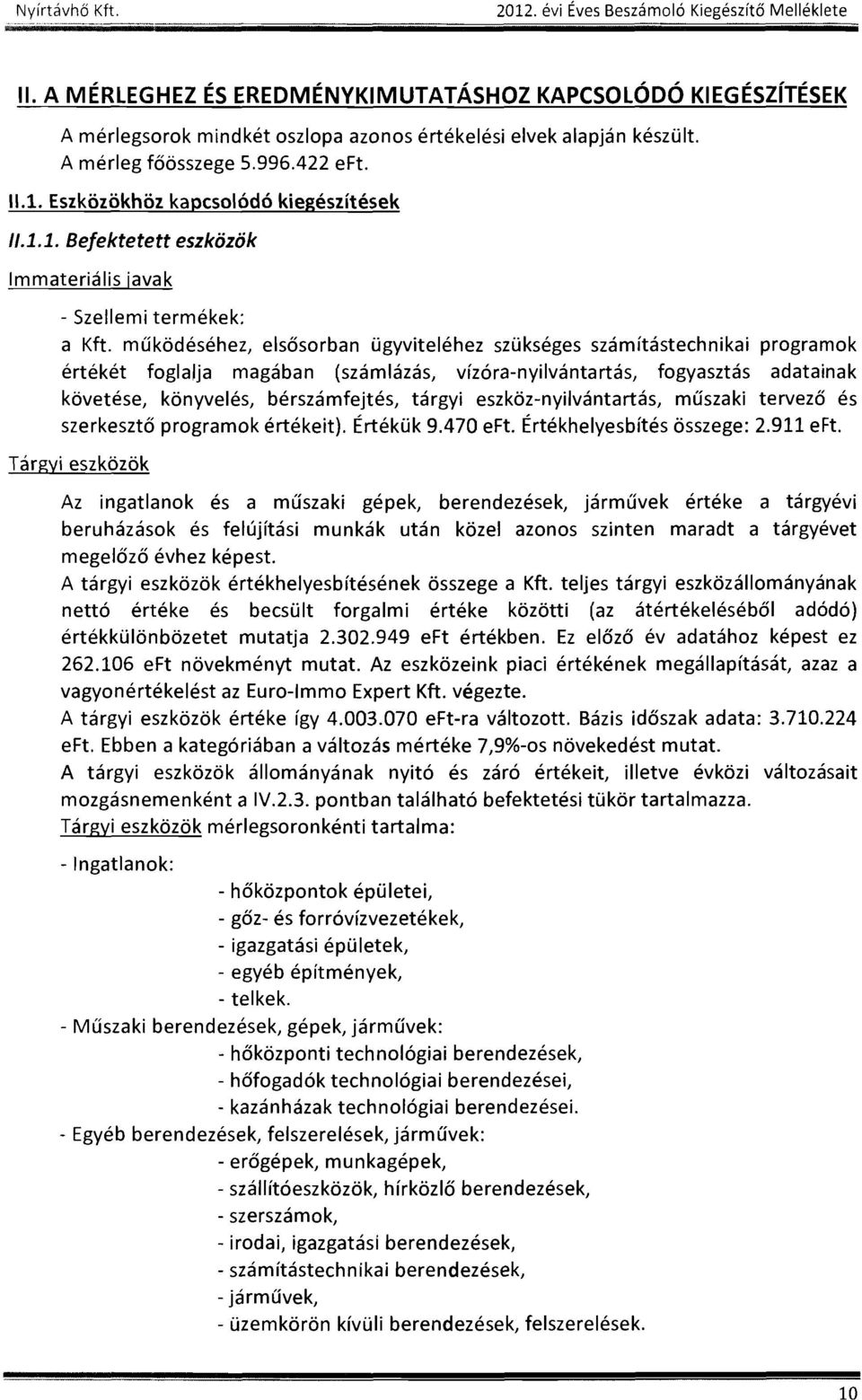 .1. Eszközökhöz kapcsolódó kiegészítések 1/.1.1. Befektetett eszközök Immateriális javak Szellemi termékek: a Kft.