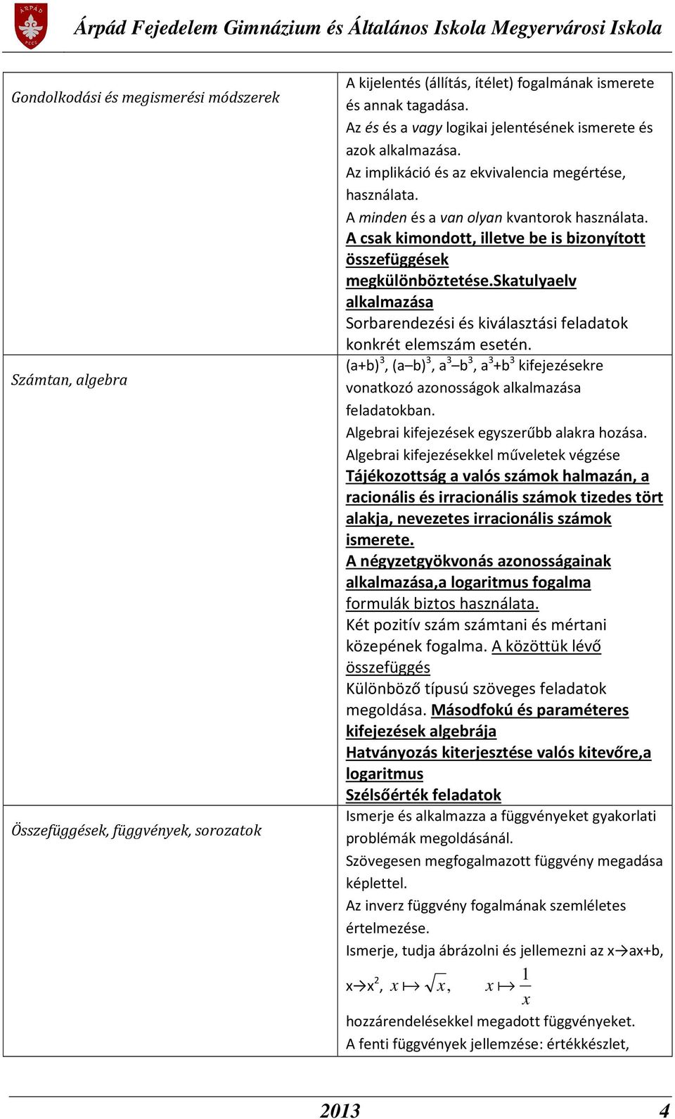 A csak kimondott, illetve be is bizonyított összefüggések megkülönböztetése.skatulyaelv alkalmazása Sorbarendezési és kiválasztási feladatok konkrét elemszám esetén.